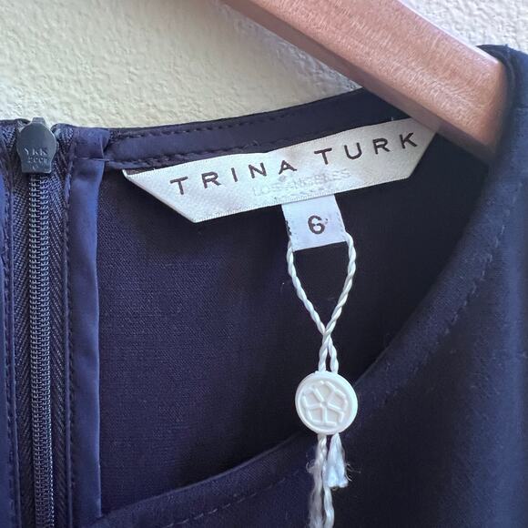 Trina Turk Midnight Blue Side Slits Blouse Sleeveless Tops Women's Size 6 NWT - Picture 3 of 5